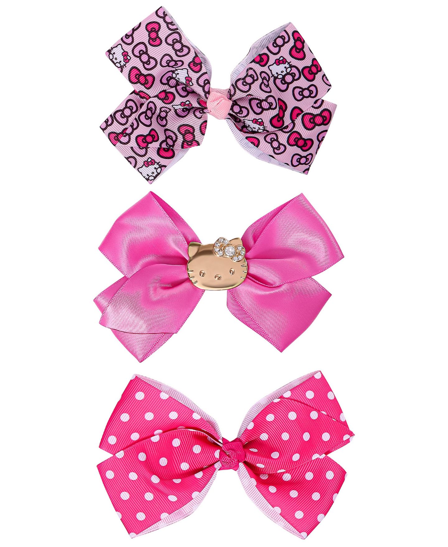 Аксессуары для волос Hello Kitty Officially Licensed Alligator-Clip Hair Clips, 3-Piece Set для девочек, цвет: Розовый — фото 1