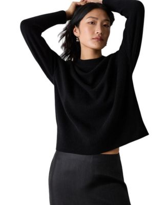 Women's Sculpted-Seam Crewneck Cashmere Sweater