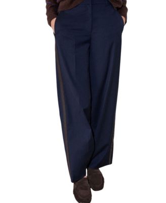 Women's Mid-Rise Side-Stripe Straight Trousers