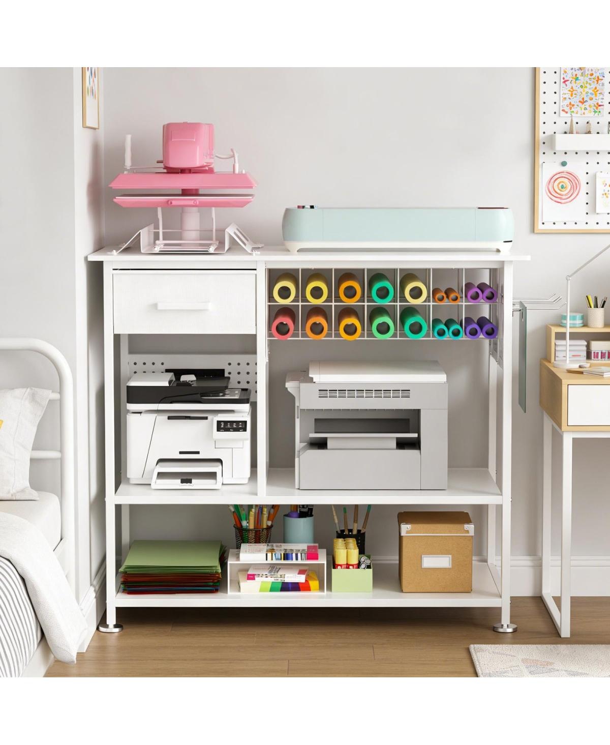 Streamdale Furniture Streamdale Large Heat Press Stand with Charging Station and Vinyl Storage