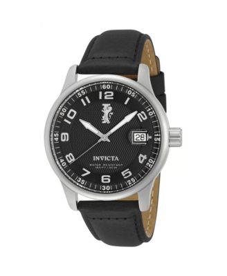 Men's I-Force Quartz Black Leather Watch, 44mm