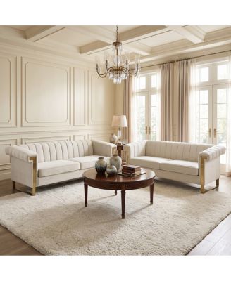 Modern Cream 2-Piece Sofa Set with Legs