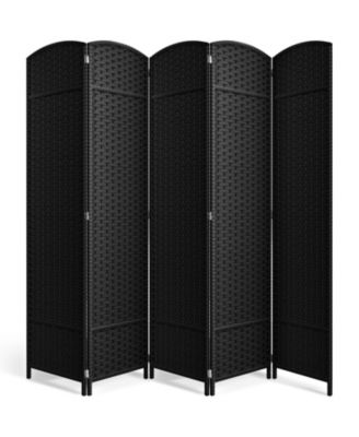 Extra Wide Double Hinged 5 Panels Partition Room Dividers - Mesh Hand-Woven Design Folding Privacy Screens, Wall Divider for Room Separation