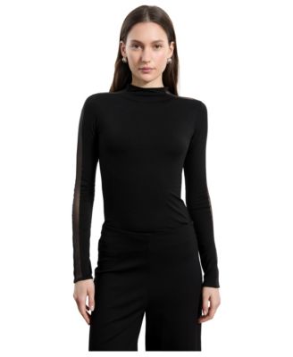 Women's Suma High-Neck High-Stretch Mesh-Panel Top
