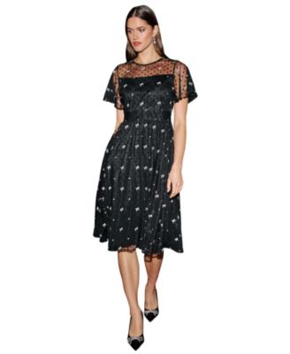 Women's Embroidered Bow Mesh Prom Dress