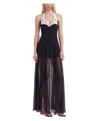 Women's Sweetheart Neckline Embroidery Maxi Dress