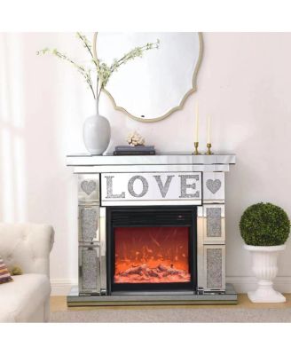 Acrylic Diamond Mirror Electric Fireplace Mantel, 46" x 12.6" x 41.7", 1500W