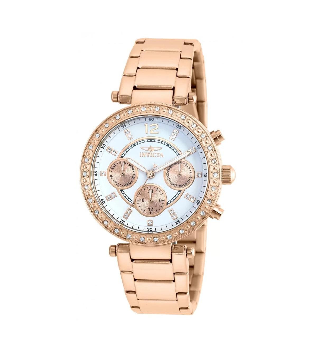 Invicta Women's Quartz Chronograph Angel Rose Gold-Tone Stainless Steel Watch, 36mm