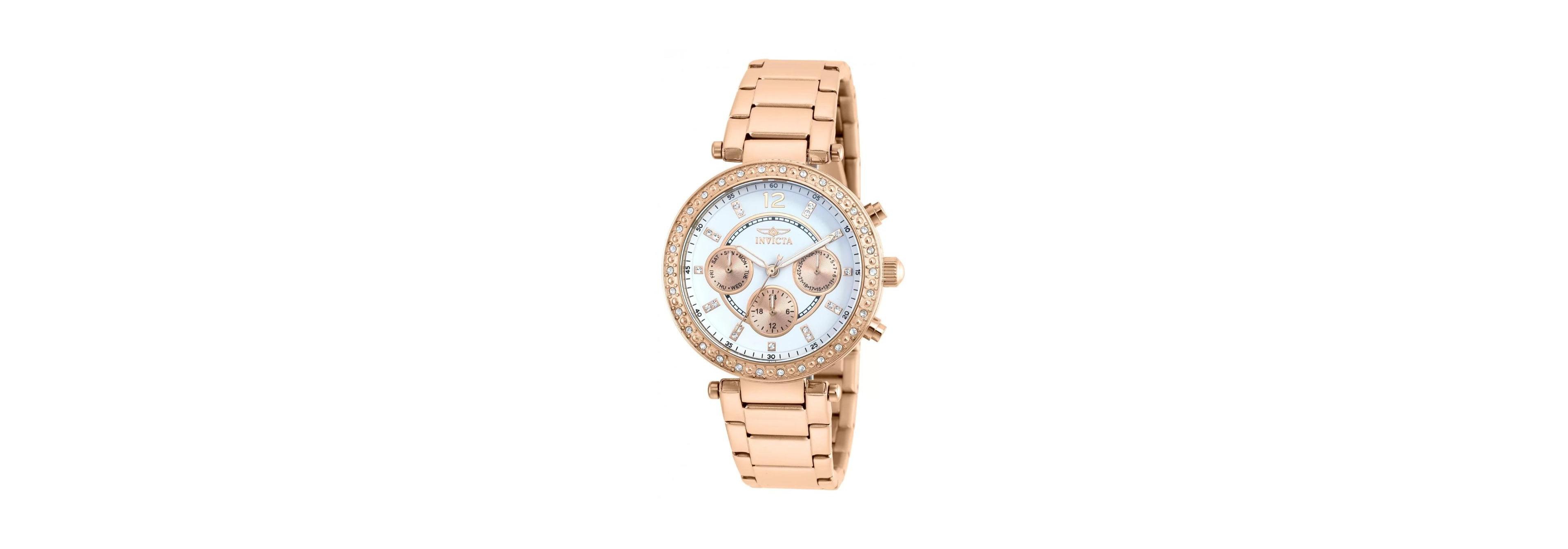 Invicta Women's Quartz Chronograph Angel Rose Gold-Tone Stainless Steel Watch, 36mm