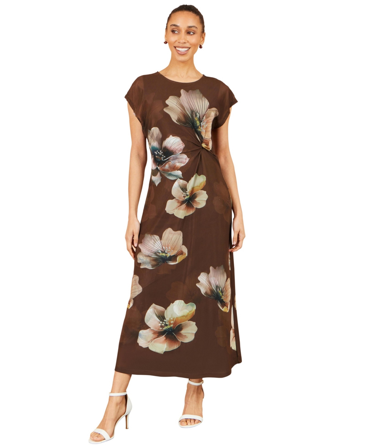 Yumi Women's Mesh Floral Maxi Dress