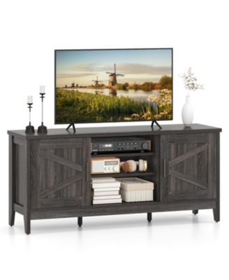 Farmhouse TV Stand for TVs up to 65 in Entertainment Center with 2 Storage Cabinets