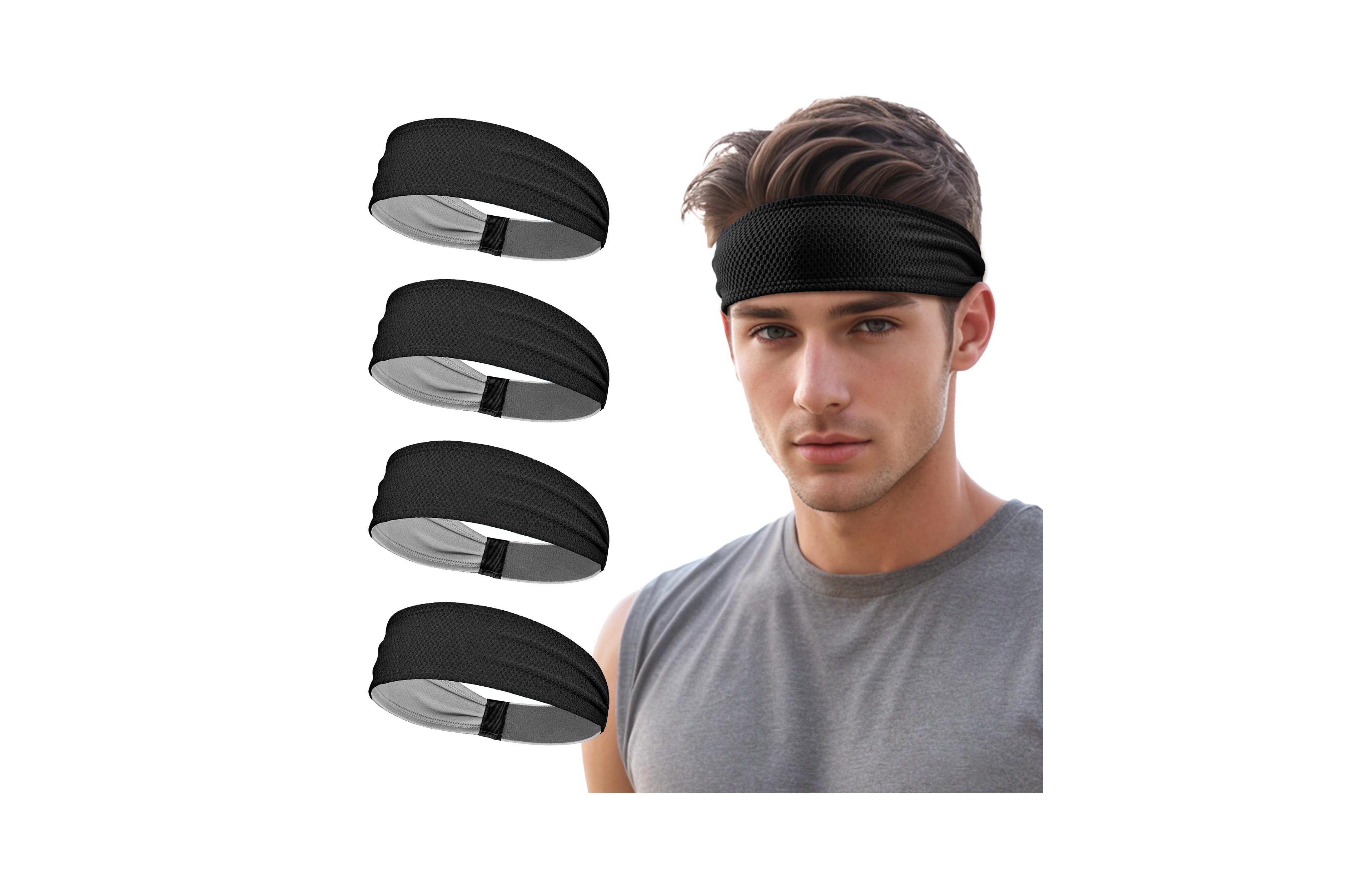 Sportneer Men's Sports Headbands Wicking Non Slip Breathable Elastic Workout Bands For Running Yoga Tennis Fitness