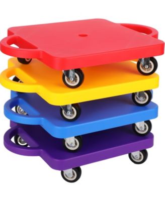 Sports Scooter with Handles Plastic Casters Play Equipment