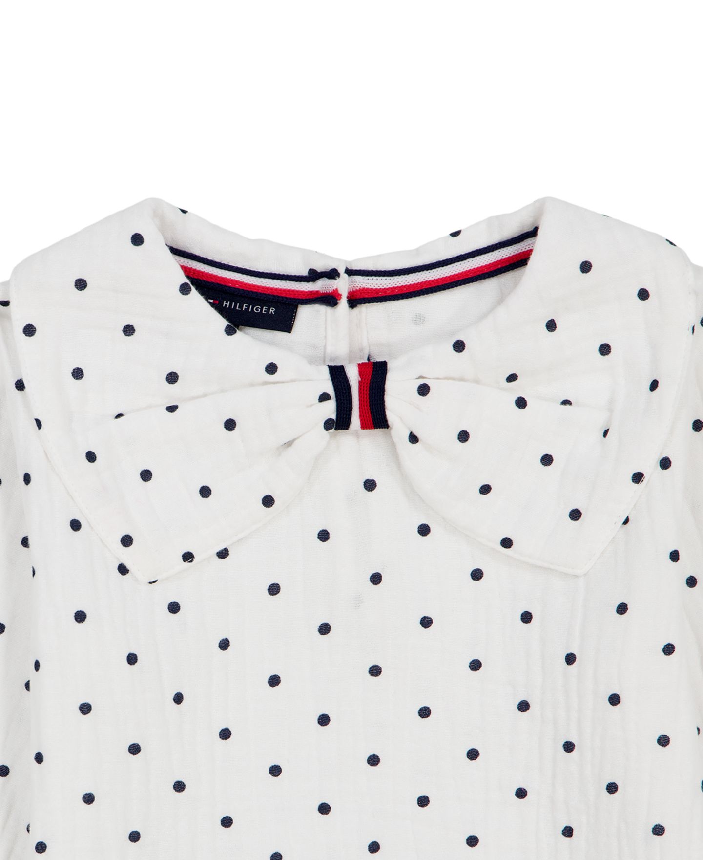 Детский комплект Tommy Hilfiger для девочки: туника в горошек с бантом и леггинсы, цвет: С принтом / Тёмно-синий — фото 3