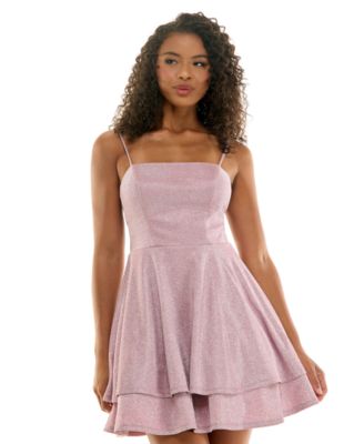 Juniors' Straight-Neck Sleeveless Fit & Flare Dress