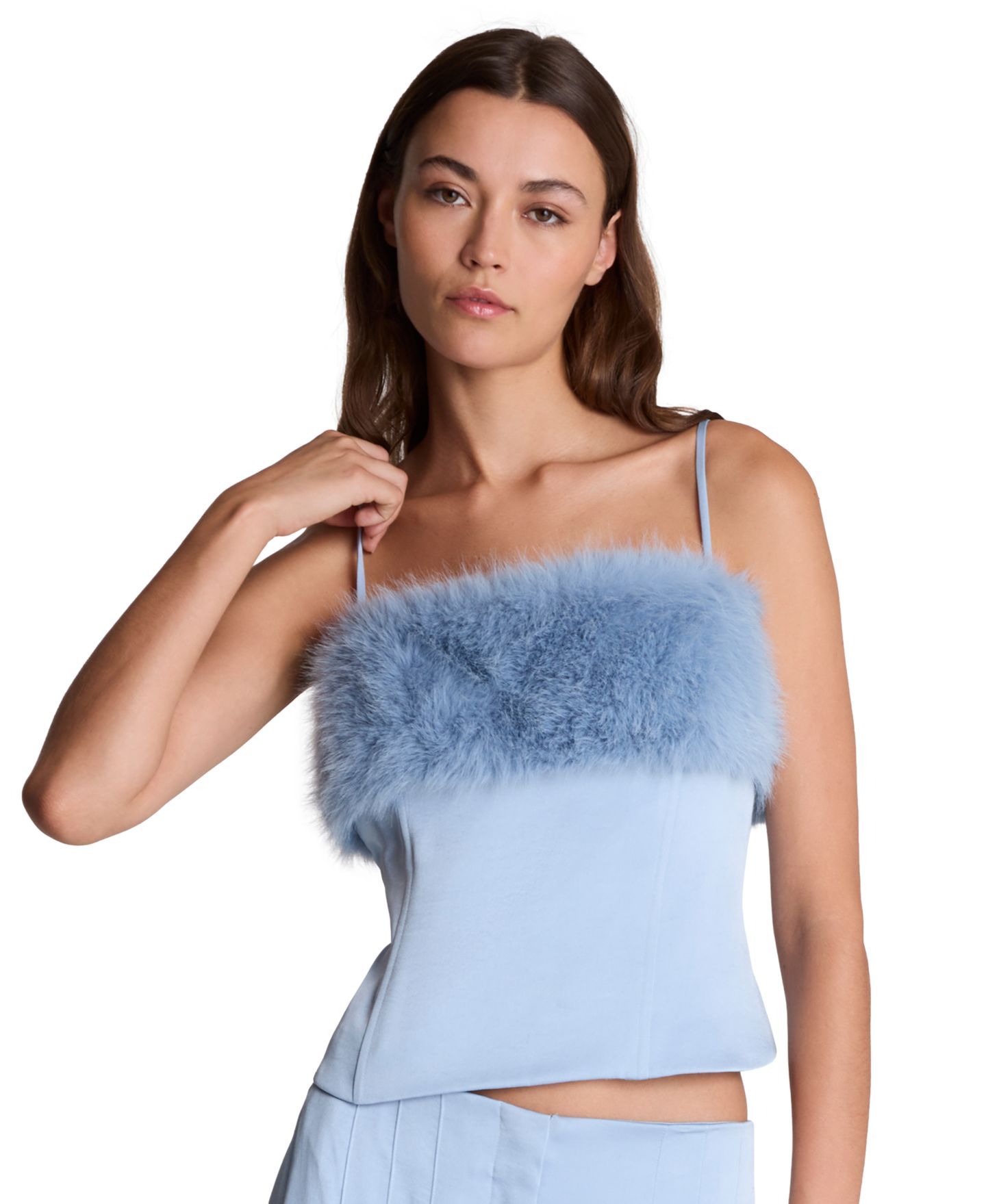Корсет Fur-Panel, квадратный вырез, атлас — Kenneth Cole, цвет: Синий — фото 1