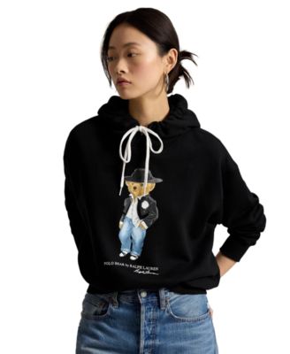Women's Polo Bear Graphic Fleece Hoodie Sweatshirt