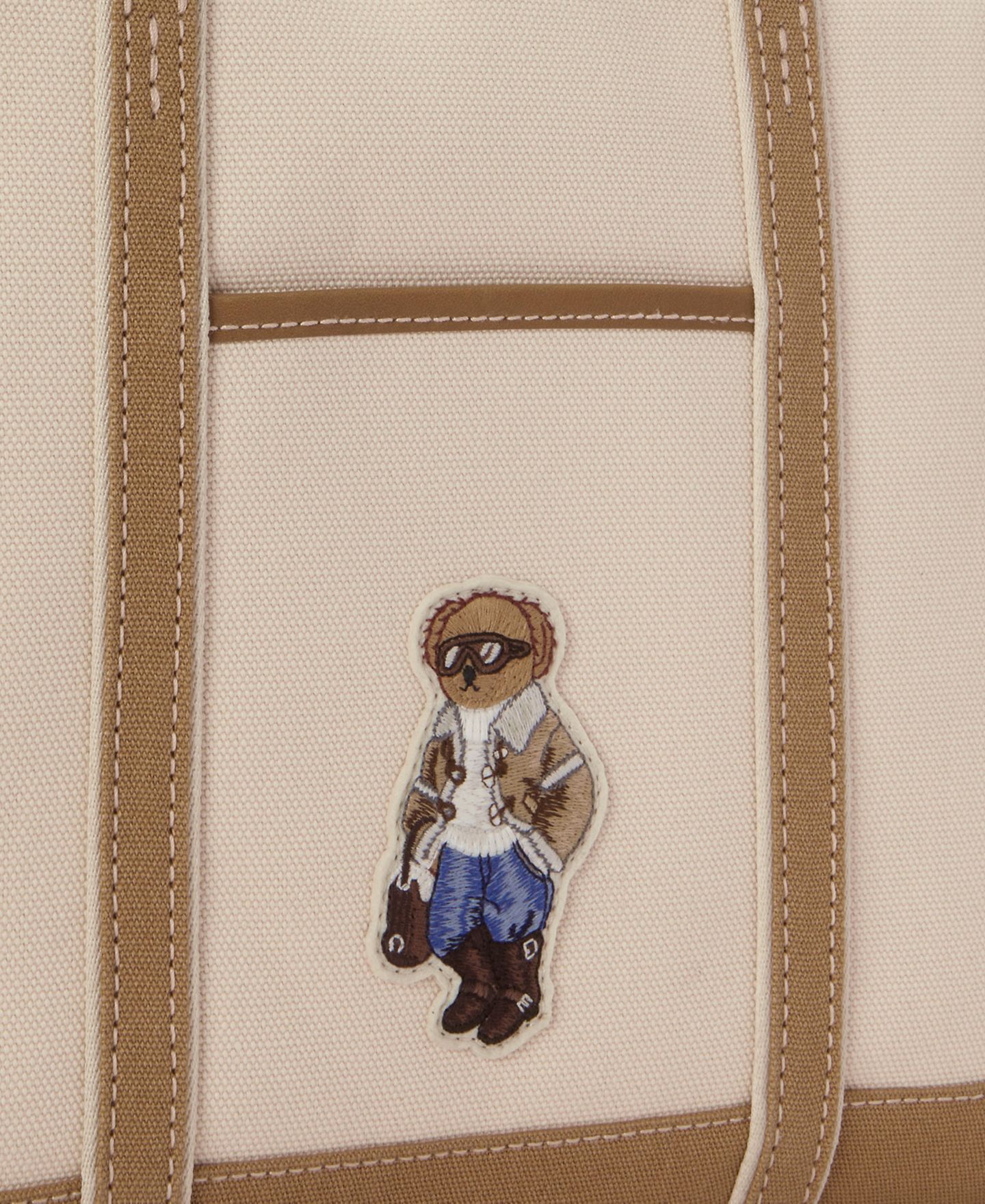 Женская сумка Polo Ralph Lauren Bear Small Shopper Tote, цвет: Экрю / Рыжевато-коричневый — фото 5