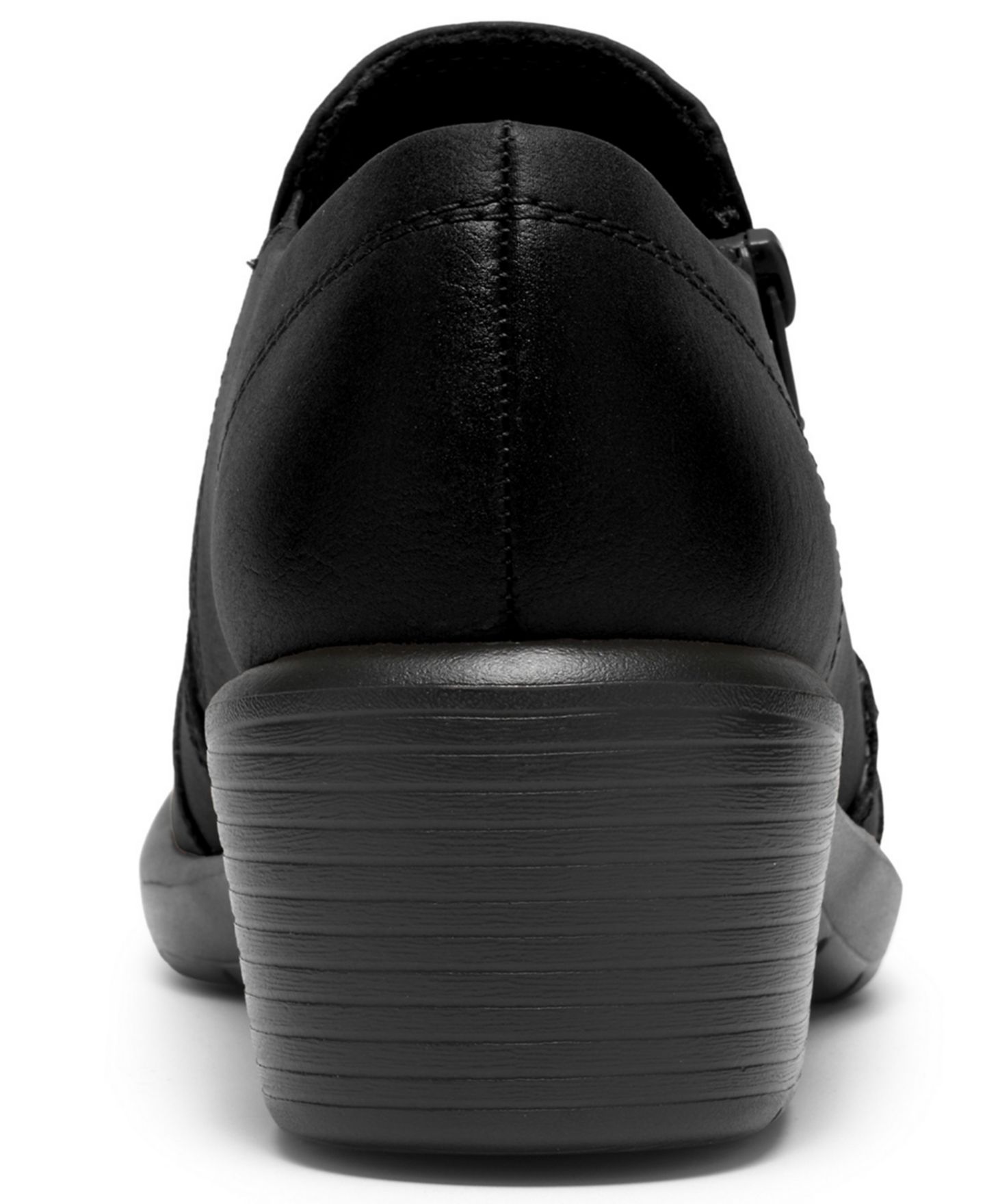Женские туфли Clarks Kynnzie Zip Block Heel Round Toe Leather Shooties, цвет: Чёрный кожаный — фото 3