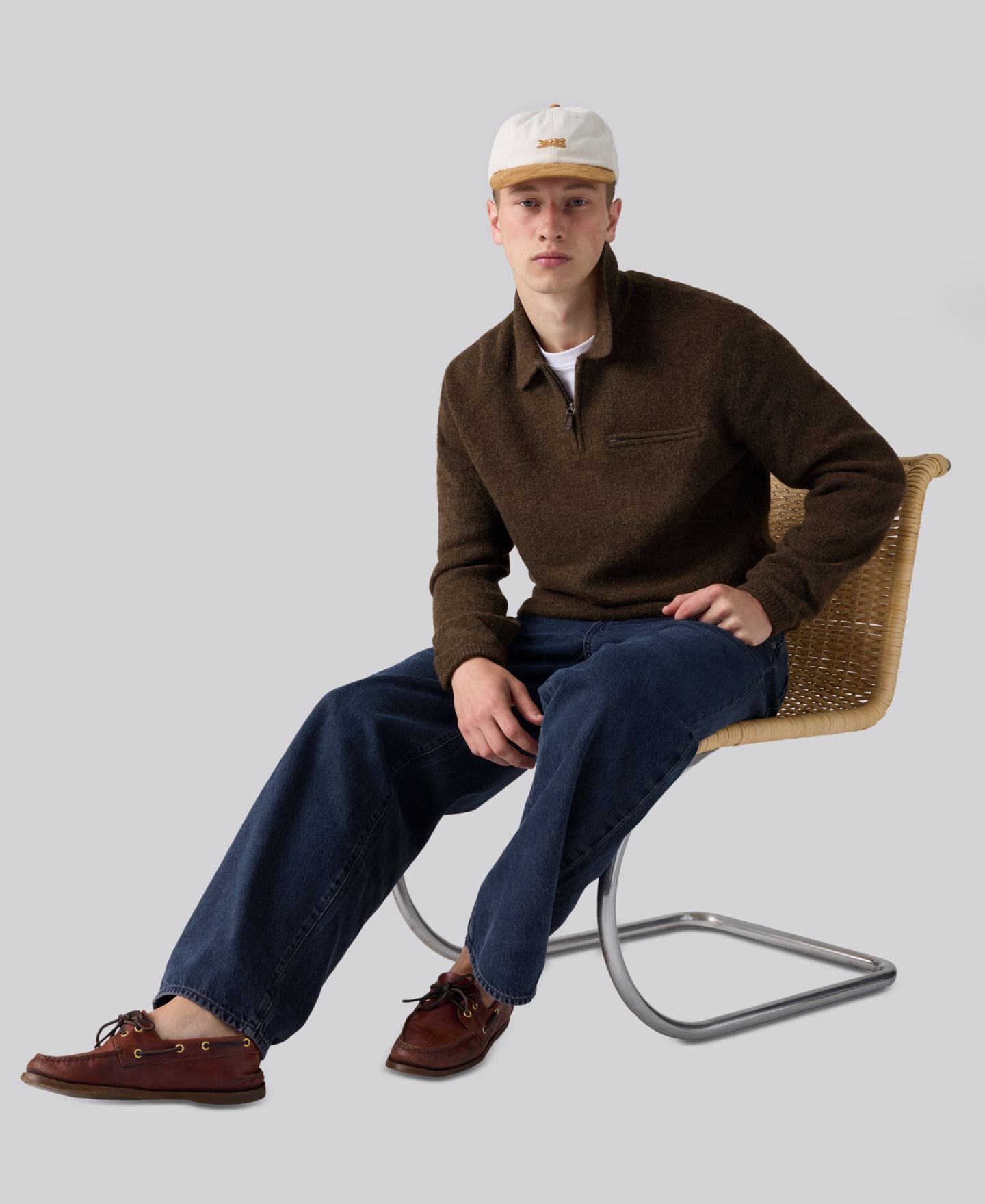 Мужской свитер Levi's Boulder Quarter-Zip Regular-Fit, цвет: Hot Fudge — фото 2