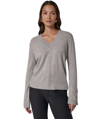 Women's Cashmere Long-Sleeve V-Neck Sweater