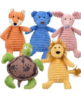 5 Pack Squeaky Plush Dog Toy Bundle Animal Shaped Pet Toys