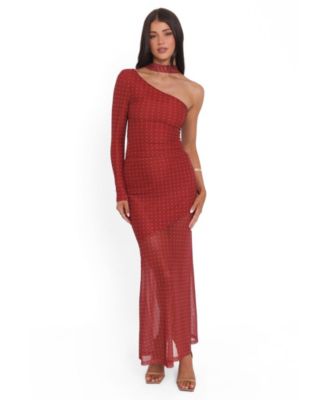 Women's Hollie One-Shoulder Long-Sleeve Polka-Dot Top and Skirt, 2-Piece Set