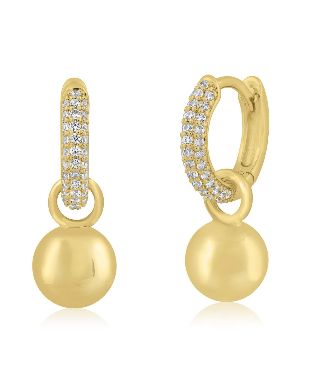 Simona Women's Cubic Zirconia Gold-Tone Polished-Bead Huggie Hoops