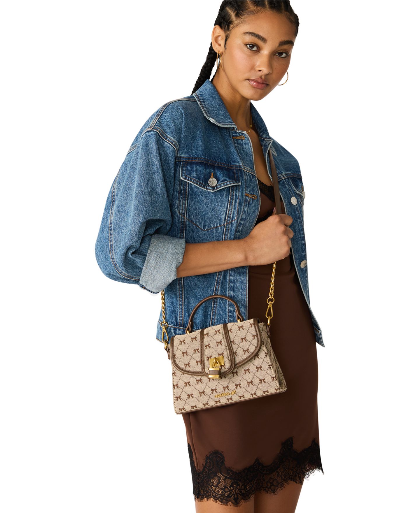 Женская сумка Madden Girl Small Canvas Bow Crossbody, цвет: Коричневый — фото 6