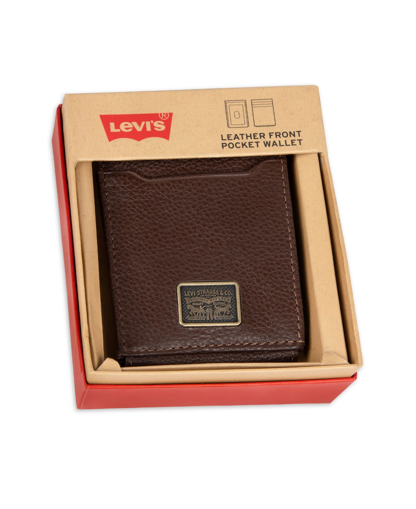 Мужской кошелёк Levi's RFID Genuine Leather Card Case Wallet with Magnetic Money Clip, цвет: Коричневый — фото 7