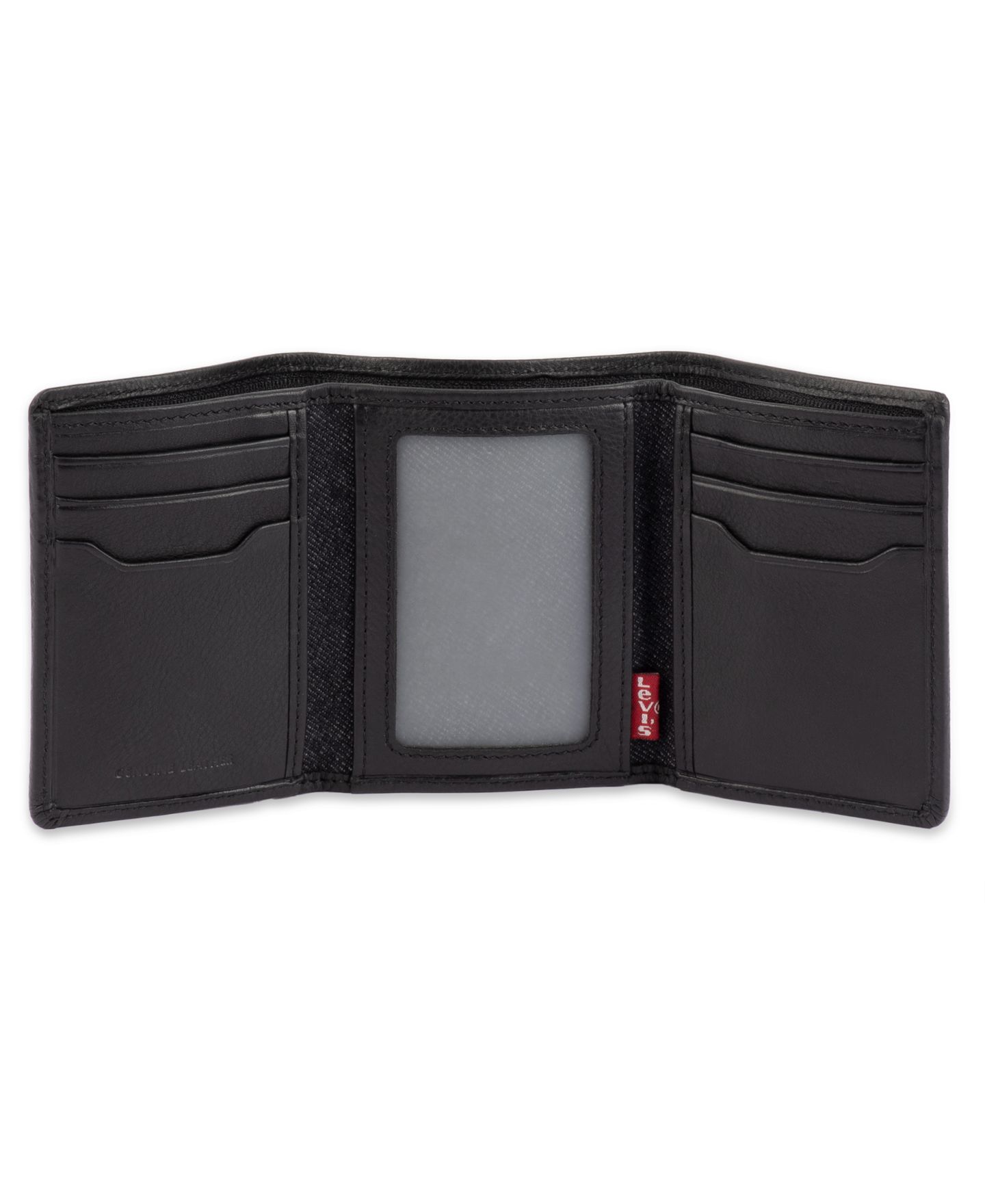 Мужской кошелёк Levi's RFID Leather Trifold Wallet, цвет: Чёрный — фото 4