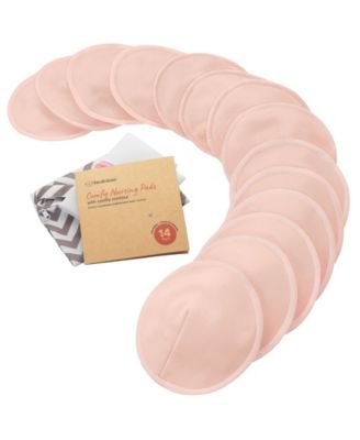 Women's 14pk Organic Nursing Pads, Washable Breast Pads + Wash Bag, Reusable Nipple Pads