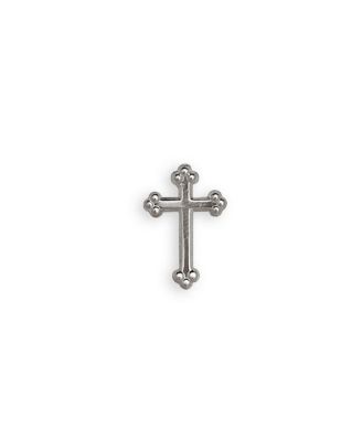 Solid 14k Yellow or White Gold Budded Cross Lapel Pin For Men