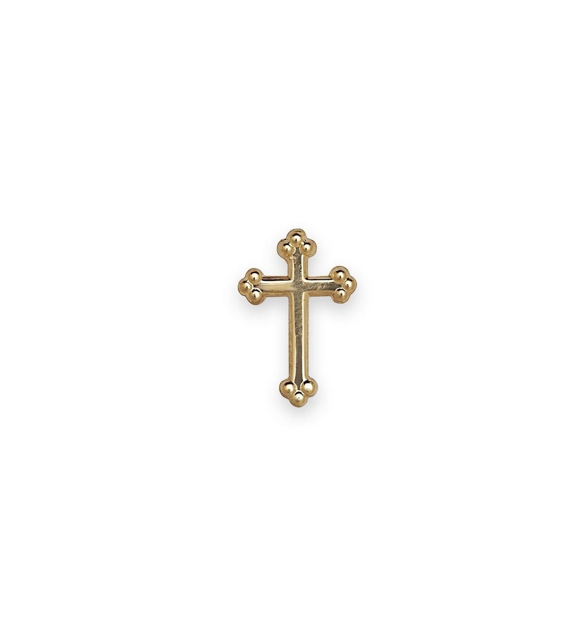 Curata Jewelry Solid 14k Yellow or White Gold Budded Cross Lapel Pin For Men - Yellow gold