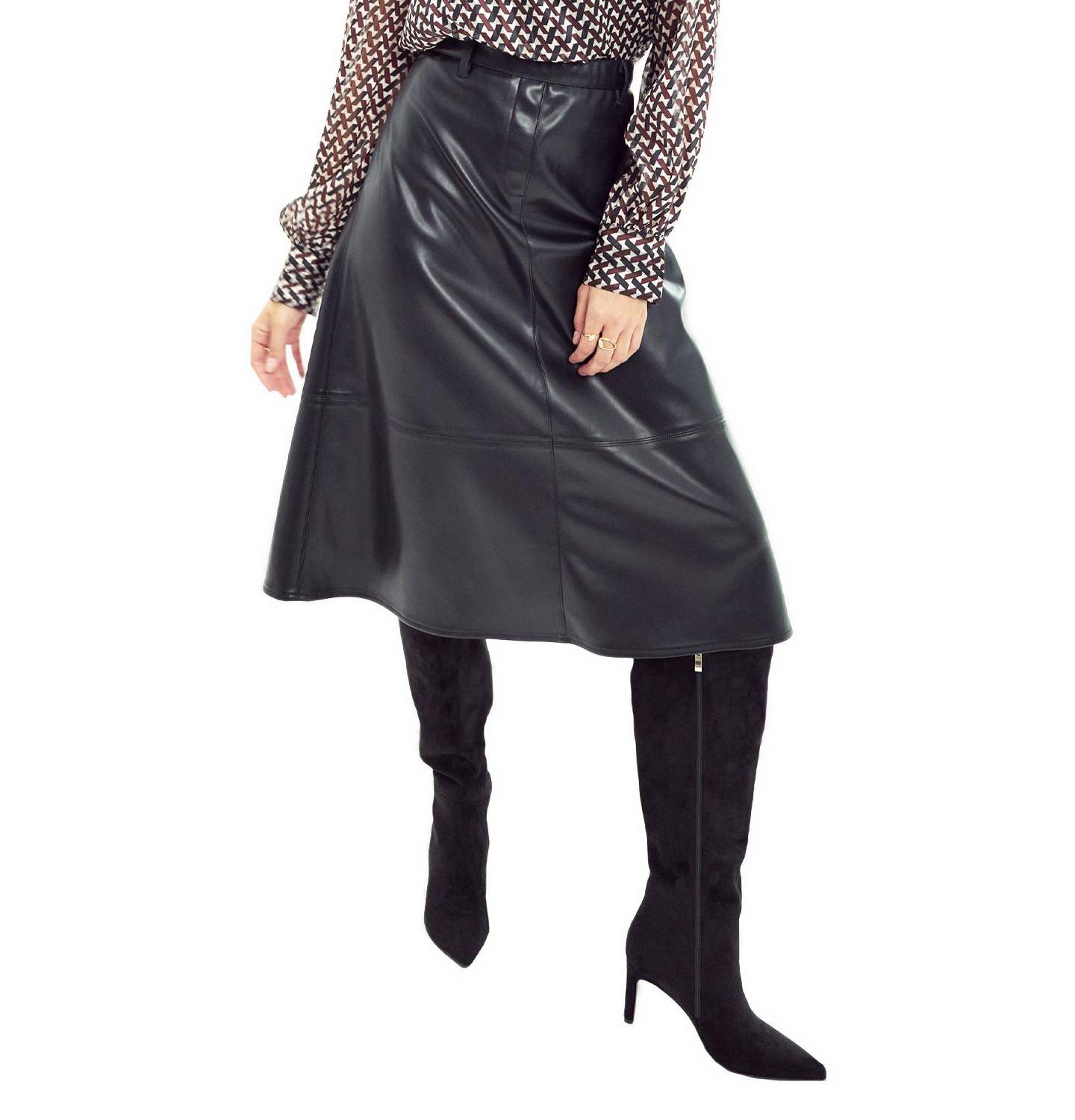 Женская юбка ELLE Collection Faux Leather, цвет: Чёрный — фото 1
