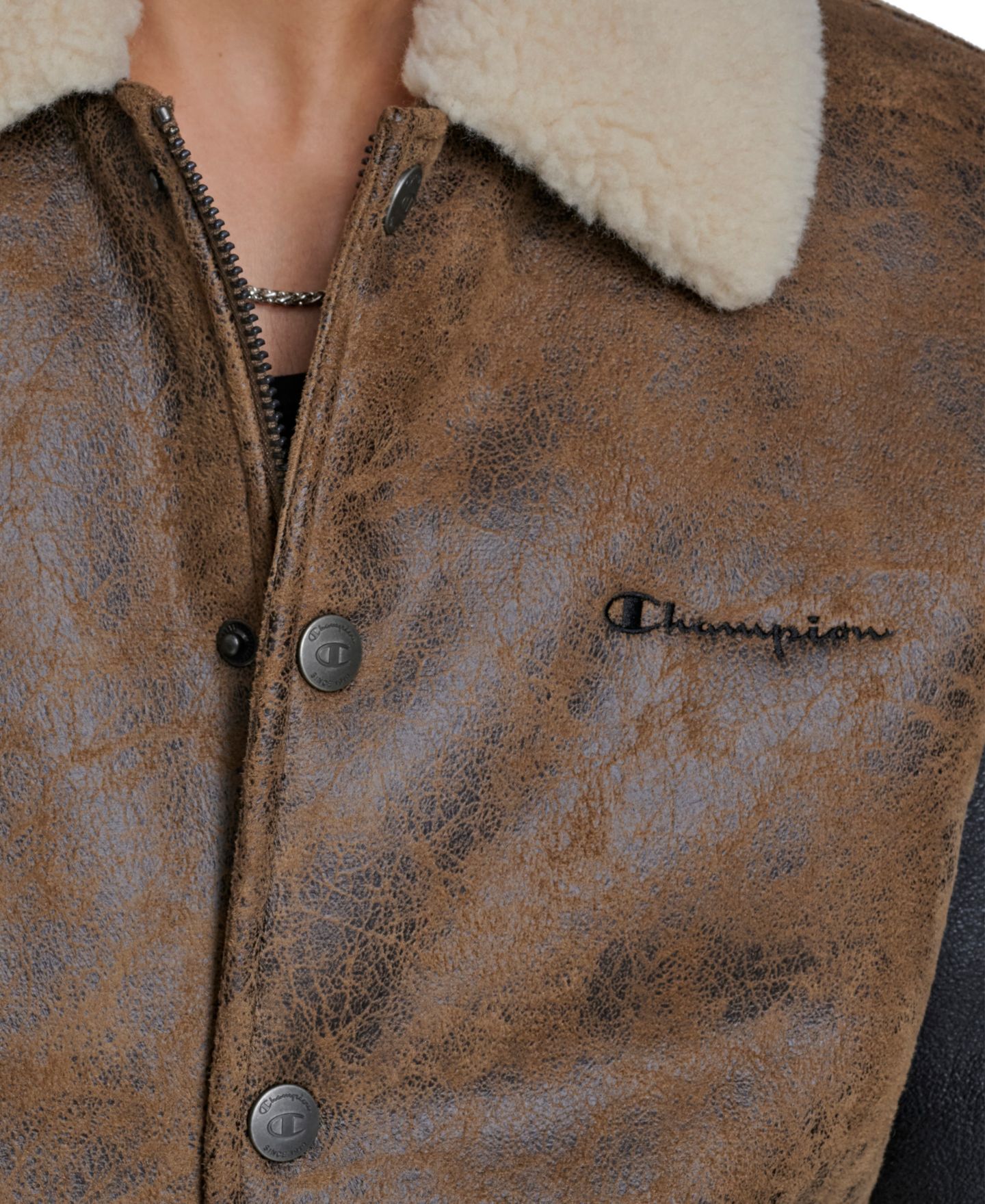 Мужская куртка Champion Faux Shearling Varsity, цвет: Винтажный коричневый — фото 4