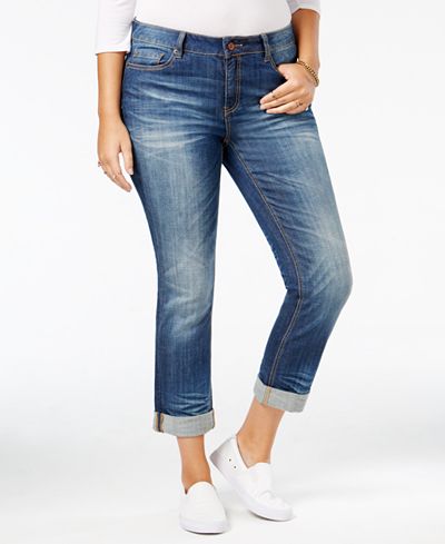 Standards and Practices Trendy Plus Size Cropped Boyfriend Jeans