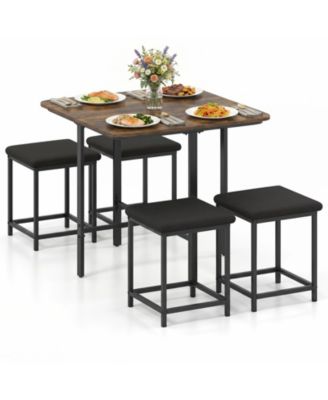 Kitchen Table With Upholstered Stools Kitchen Dining Set With Footrests Metal Frame