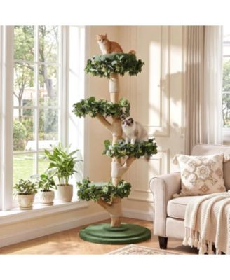 Solid Wood Cat Tree, 59.06" Tall Cat Tower for Multi-Cats