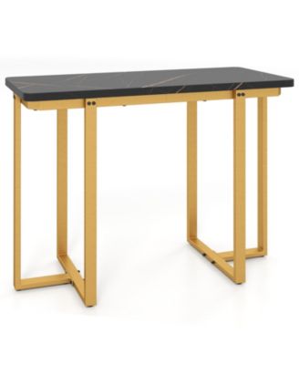 Modern Console Table 42" with Faux Marble and Geometric Frame