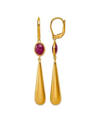 7.15mm 18k Polished Corundum Teardrop Leverback Dangle Earrings .30 cwt