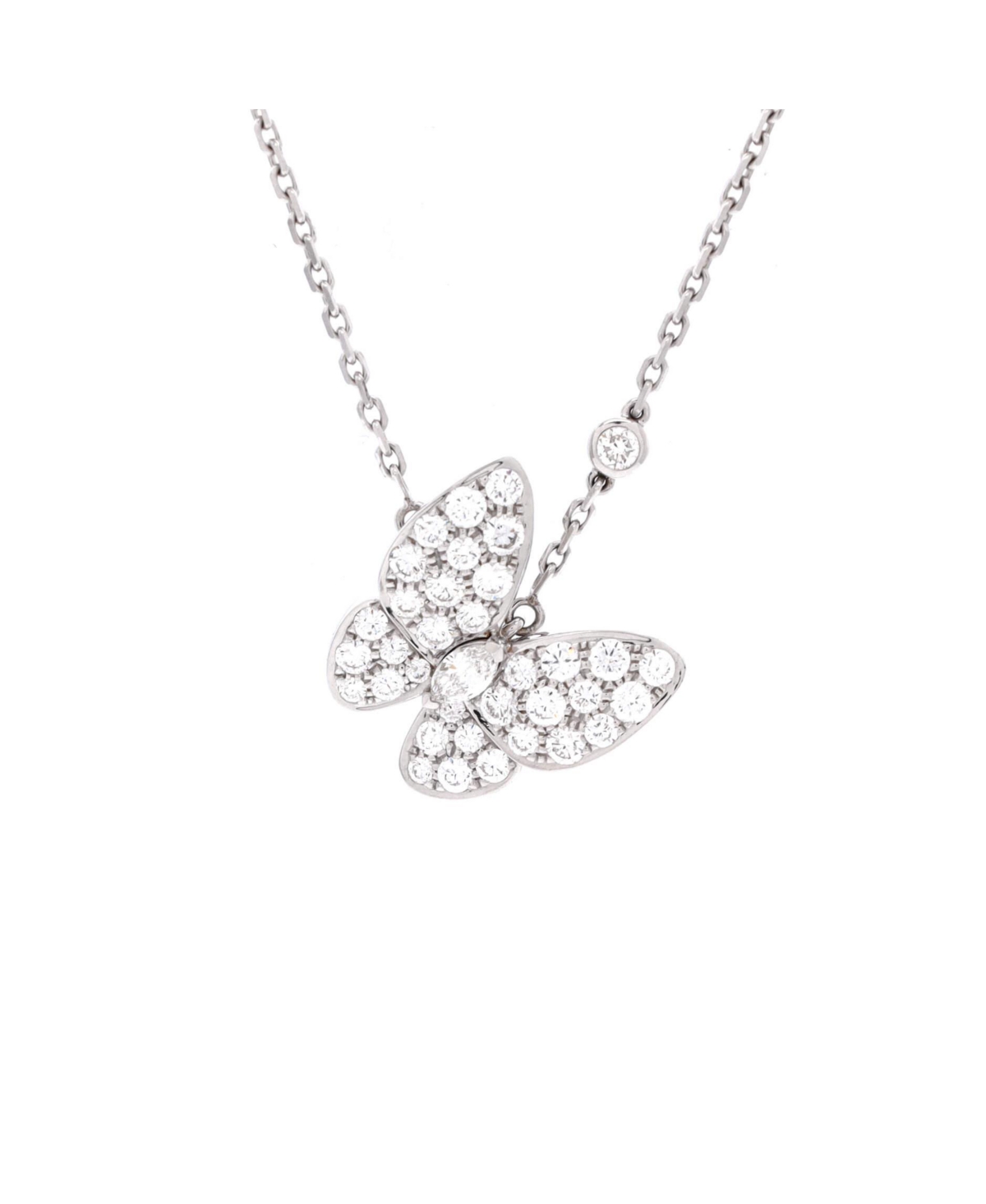 Pre-Owned Van Cleef and Arpels Two Butterfly Pendant Necklace - 18k white gold