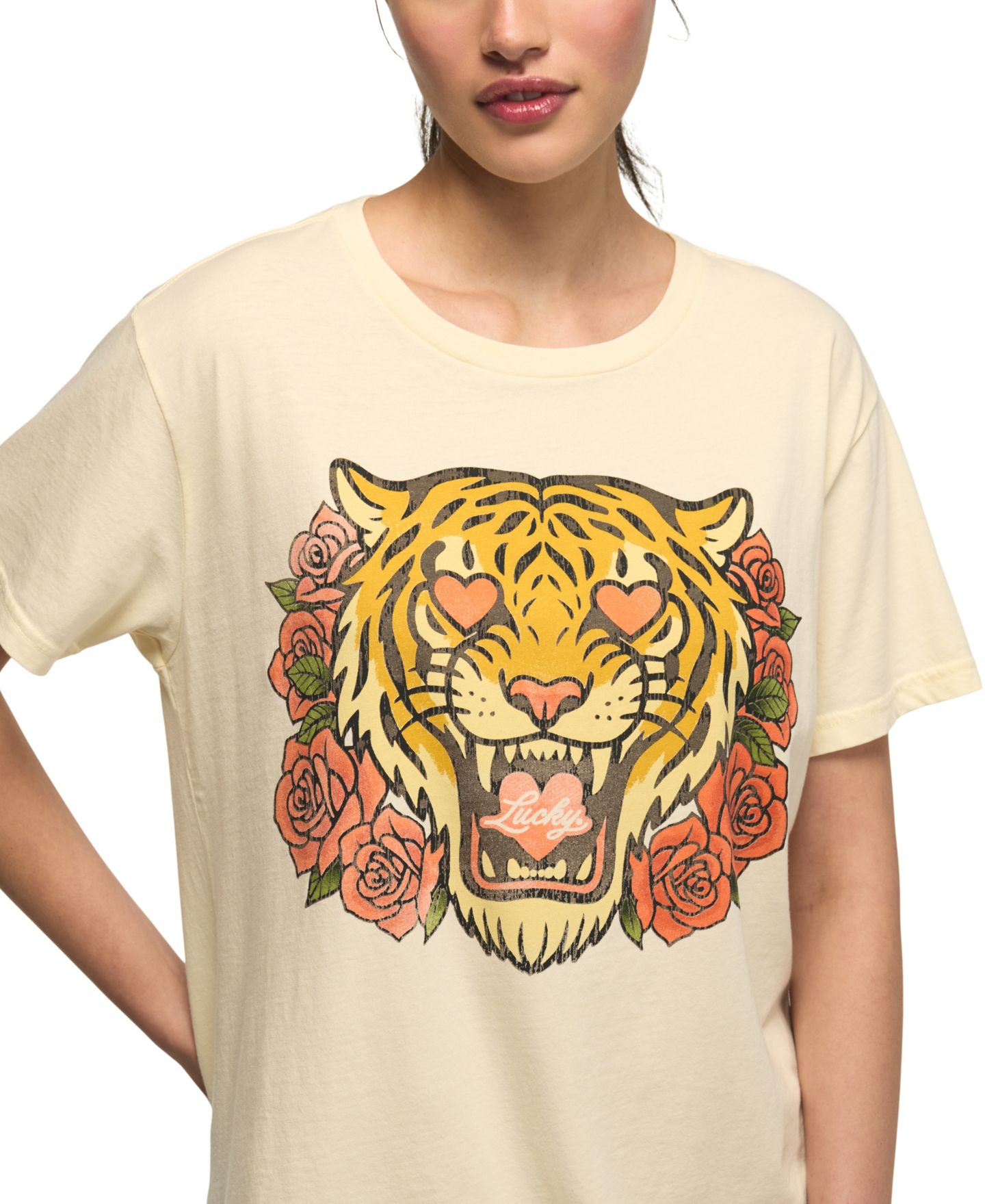 Женская футболка Lucky Brand Moto Boyfriend Graphic, цвет: Ангора — фото 3