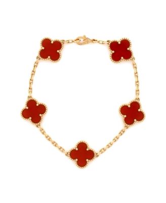 Agate Vintage Alhambra 5 Motifs Bracelet in 18K Yellow Gold