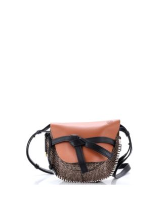 Small Gate Shoulder Bag Leather with Tweed