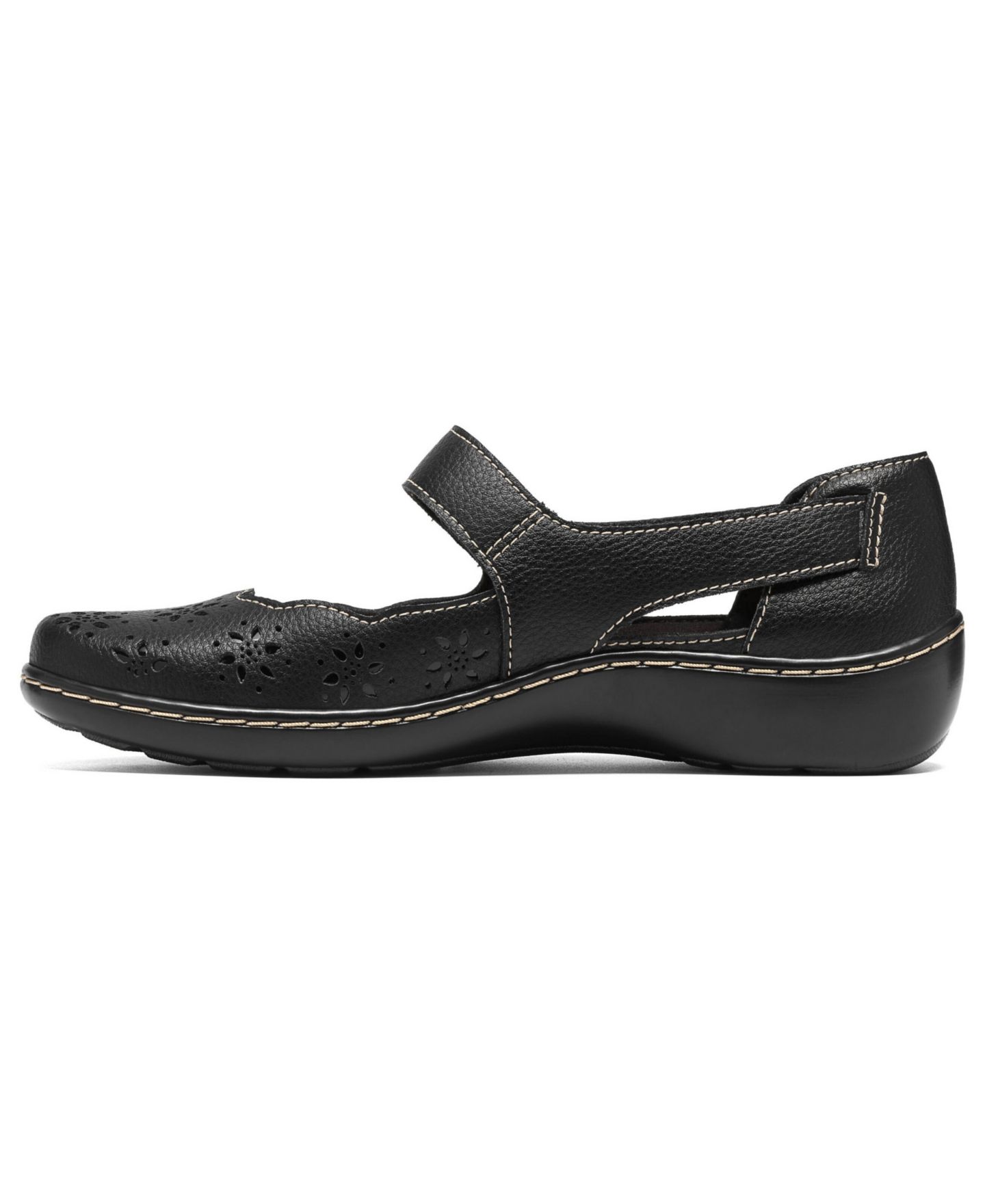 Женские балетки Clarks Cora Mary Jane Flats, цвет: Чёрный разноцветный кожаный — фото 6