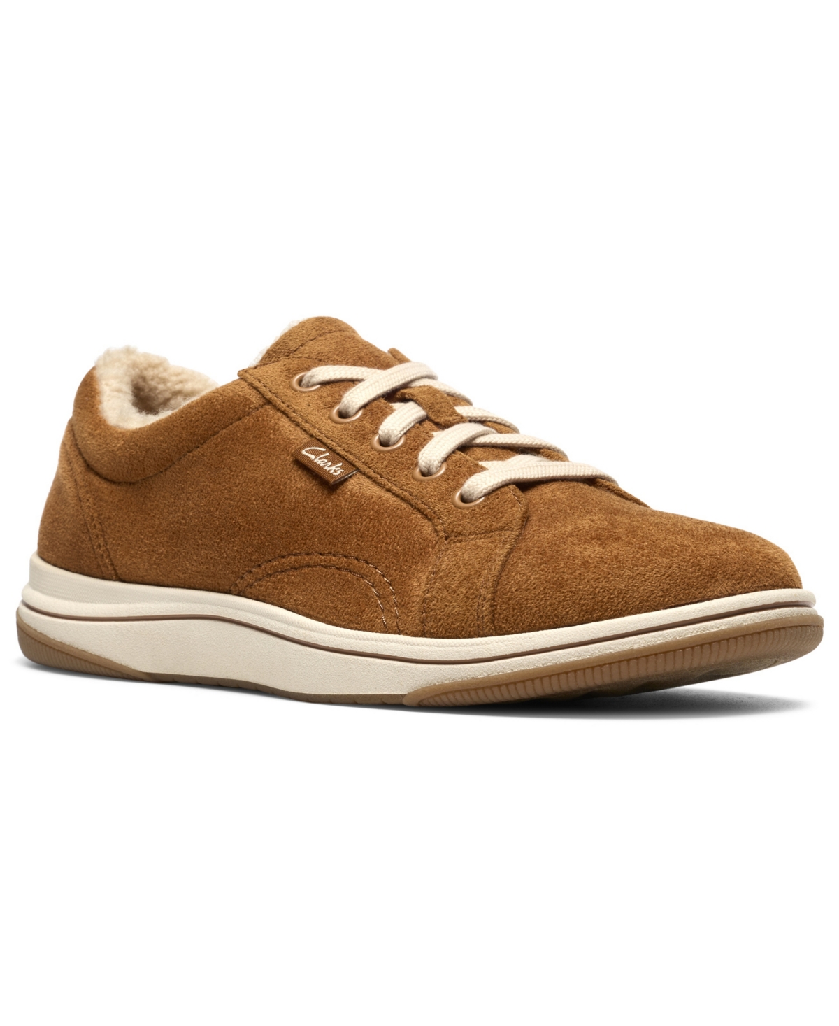 Clarks Women's Breeze Warm Suede Faux Fur Sneakers - Tan Textile