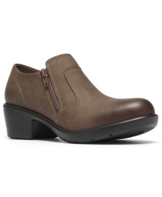Women's Kynnzie Zip Block Heel Round Toe Leather Shooties