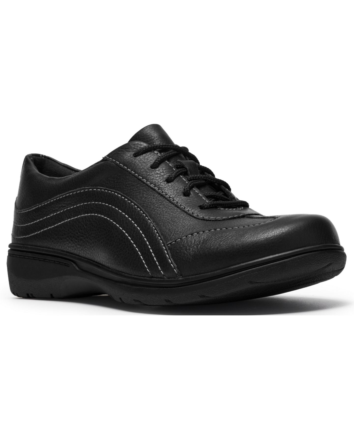Женские кроссовки Clarks Carleigh Dream Leather Work Sneakers, цвет: Чёрный кожаный — фото 1