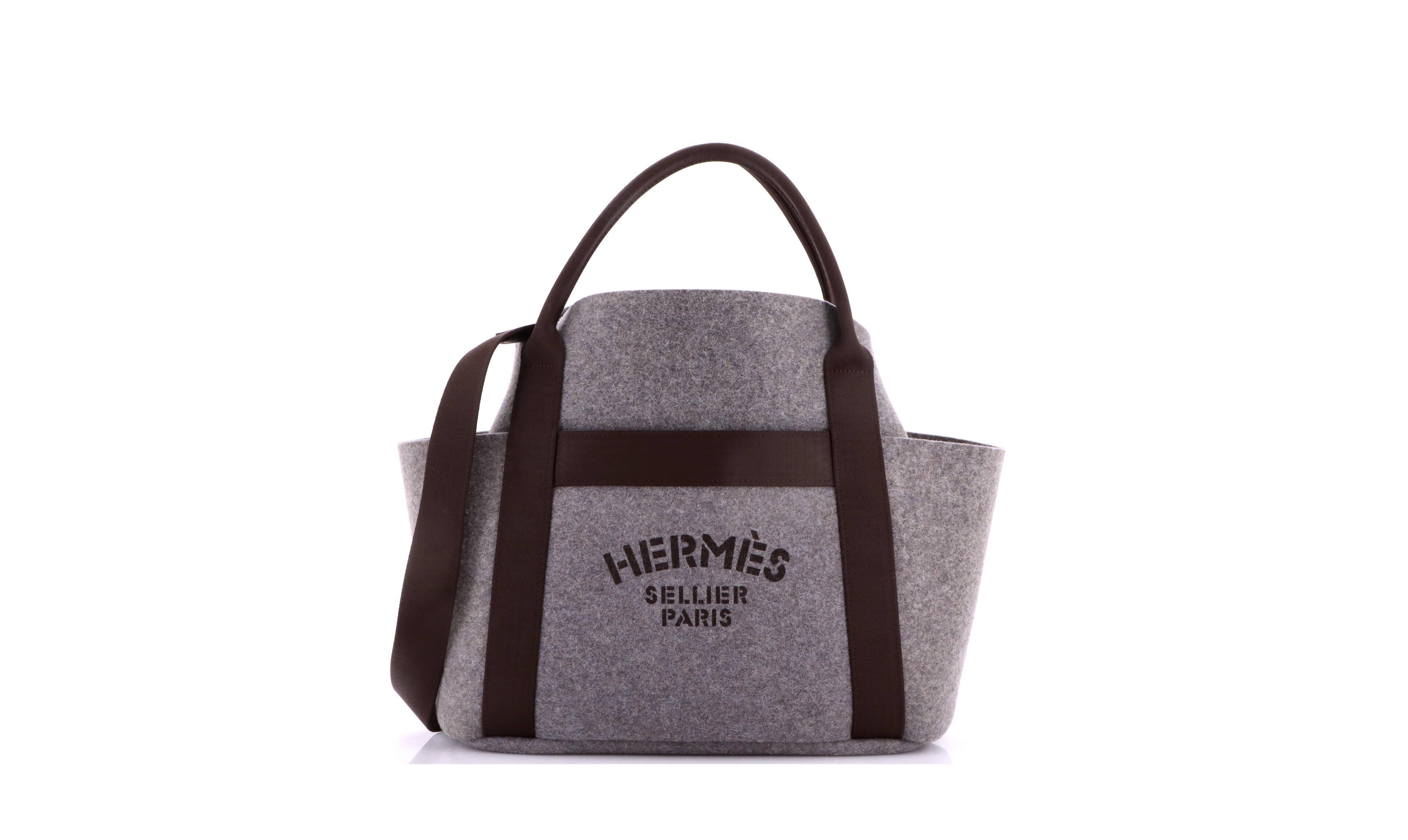 Pre-Owned Hermes Sac De Pansage Groom Handbag Felt